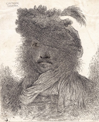 The head of a man in a fur hat in profile. 1645–1650.