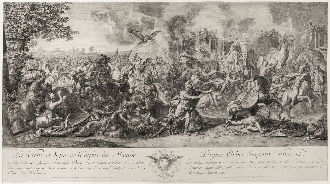 Battle of Gaugamela (Arbela) between Alexander the Great and the Persians. 1729–1755.
