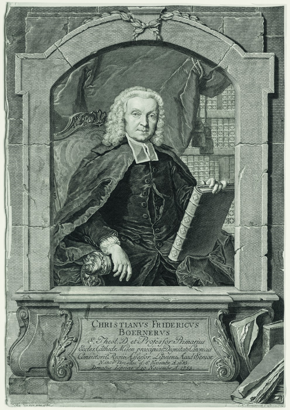 Portrait of the theologian Christian Frederick Berner. 1754.