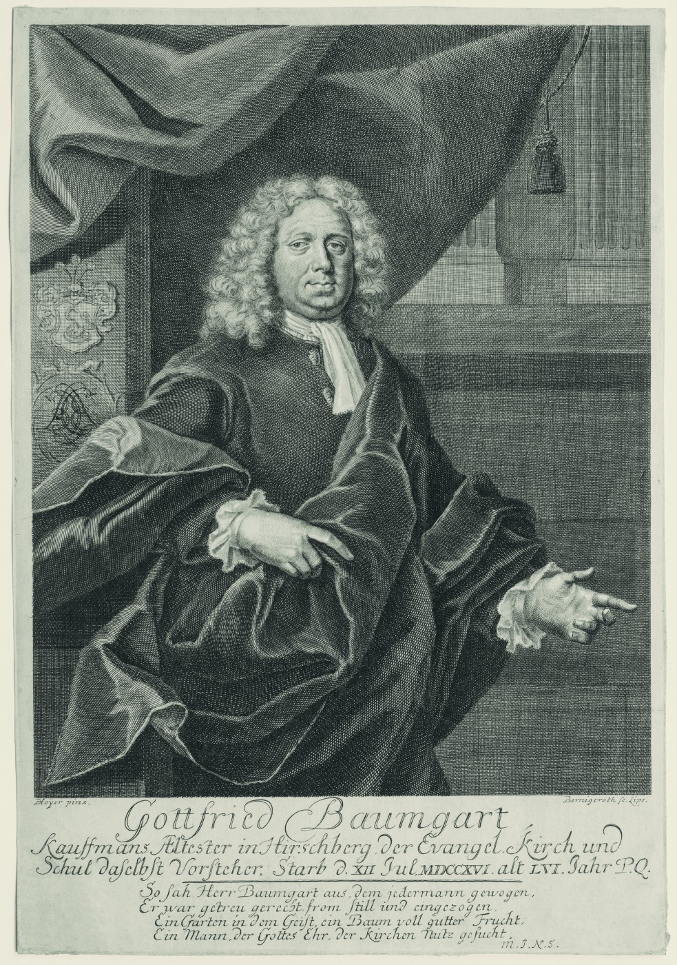 Portrait of Gottfried Baumgart, a merchant from Hirschberg. 1716-1733.