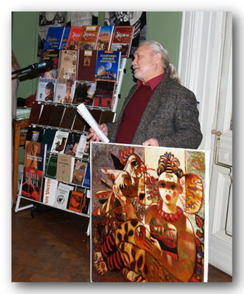 Народний художник України М. Прокопенко дарує бібліотеці свої картини