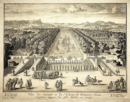 View of the cascades and pond in Fontainebleau. Ca. 1690.
