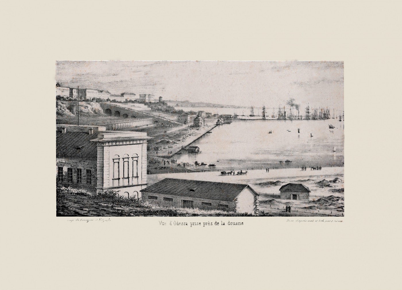 Види Одеси. [Альбом]. Вид Одеси з боку митниці. Середина 1850-х.
