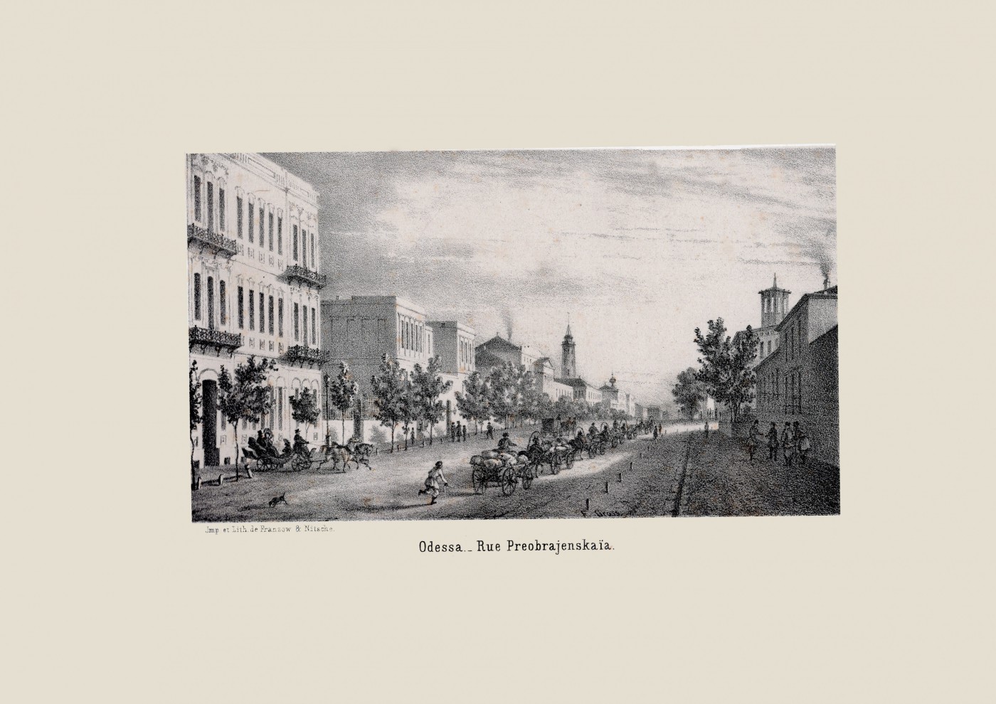 Види Одеси. [Альбом]. Преображенська вулиця. Середина 1850-х.